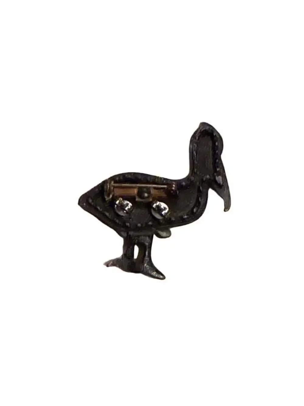 Vintage Pewter Pelican Bird Brooch Pin With Chicks earrings